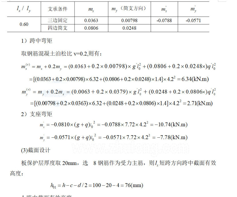 [四川]五层框架结构医院门诊楼建筑工程量计算实例（手算电算）-楼板配筋计算..