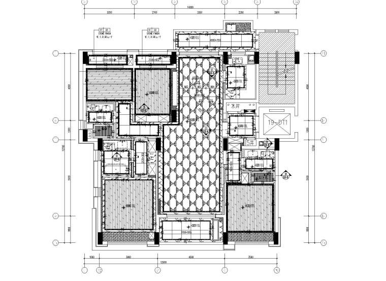 [广东]矩阵纵横Matrix-深圳前海时代B户型三居室样板房精装施工图+官方摄影-5地面材质图_看图王