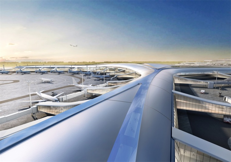 250米跑道设计图资料下载-深圳宝安国际机场卫星厅和香港国际机场三跑道客运大楼设计