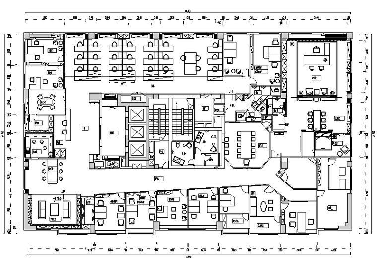 现代混搭风格凯隆地产办公空间设计施工图（附效果图）-平面布置图