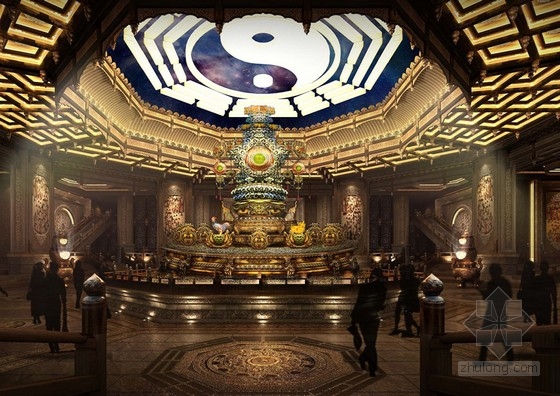 [江苏]道教文化奢华新中式风格展示中心室内设计方案