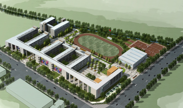 学校操场设计方案文本资料下载-现代风格中学建筑设计方案文本