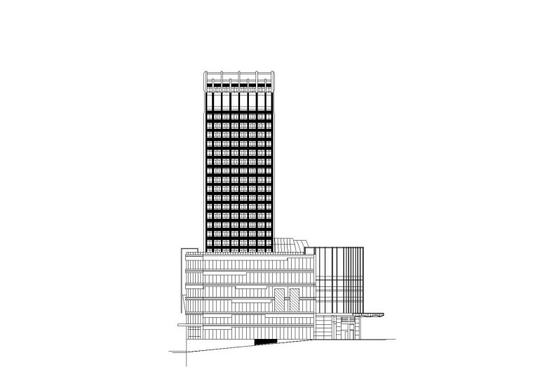 [四川]国际商贸中心城市综合体扩初图（CAD）-东立面图