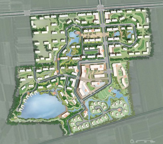 [天津]生态廊道环境改造养老社区概念性景观规划设计-规划设计平面图