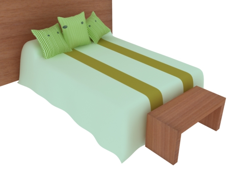 床模型2资料下载-现代儿童床3D模型下载