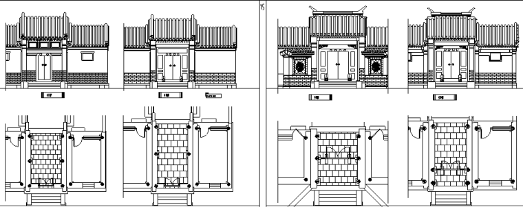 中式雕花CAD图库资料下载-常用中式雕花门窗CAD素材图块