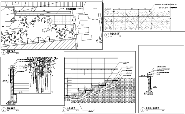 [浙江]生态度假区酒店庭院改造景观设计全套施工图（附实景图）-挡土墙景观设计详图