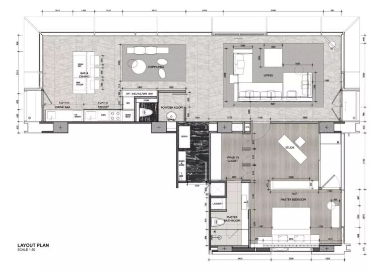 深圳湾超级总图的城市设计资料下载-130m² 的单身公寓，如何打造出超级豪宅的设计气质！