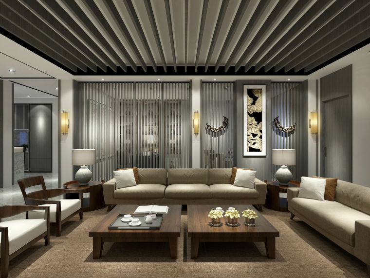 [杭州]新中式四居室施工图设计（附3D模型+高清效果图）-角度3出图
