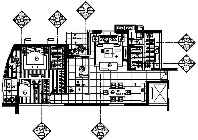 梁志天——珠海东方三套不同户型样板间施工图设计-A2平面