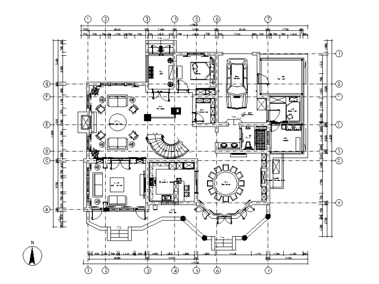 小美式风格别墅装修效果图资料下载-美式风格别墅设计CAD施工图（含效果图）