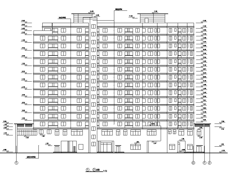 高层建筑平面立面图资料下载-凯悦宾馆现代高层建筑施工图CAD