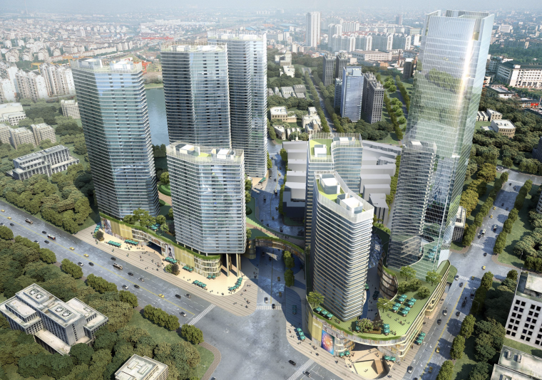 办公建筑设计研究资料下载-[江苏]南京绿地顶级国际城市综合体建筑设计方案文本（商业，居住，办公）
