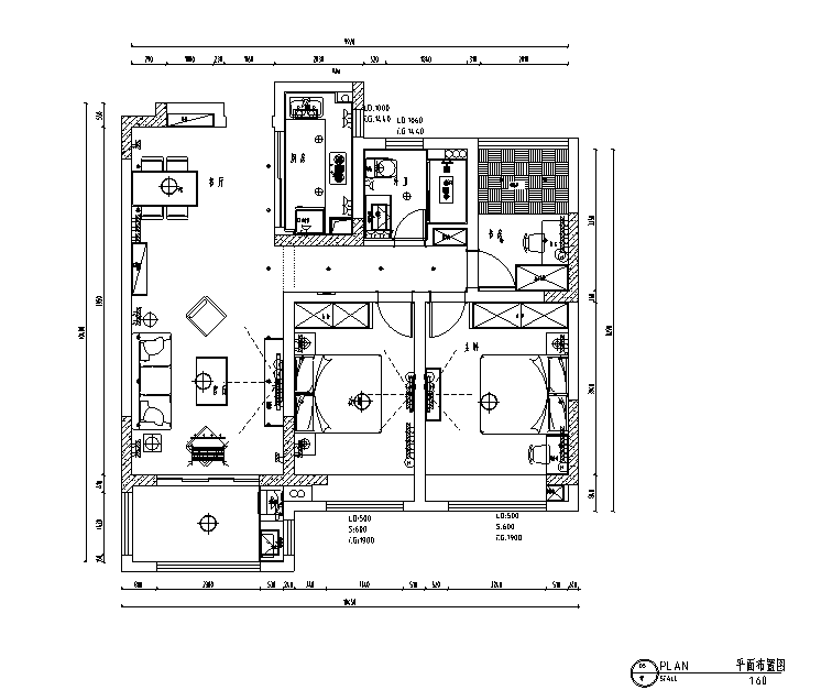 100平米风格装修资料下载-现代简约风100平米二居室住宅设计施工图（附效果图）