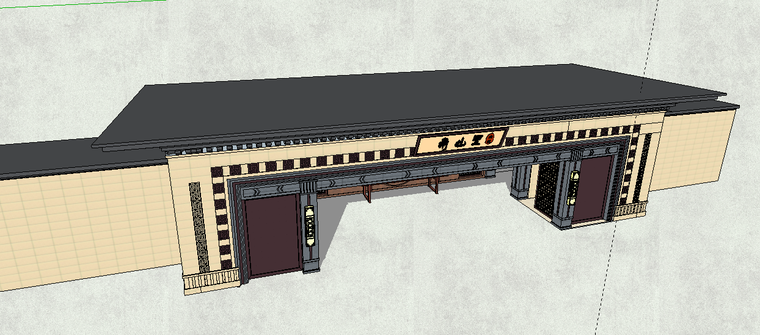 ​北京南山里居住区小区入口SU模型设计（新中式风格）-场景五