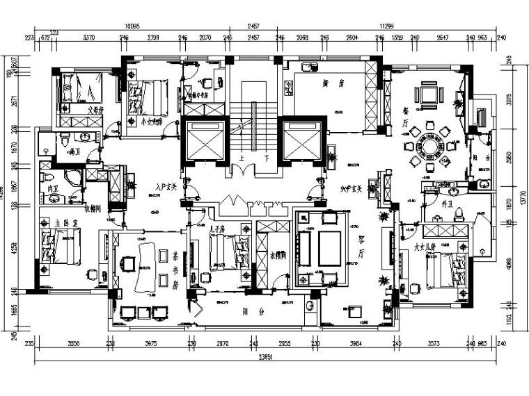 新中式水吧施工图资料下载-新中式六居室设计施工图（含效果图）