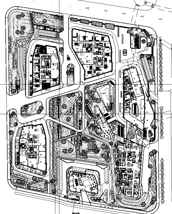 下沉商业施工资料下载-[北京]现代主义风格商业综合区景观设计全套施工图（附PDF施工图）