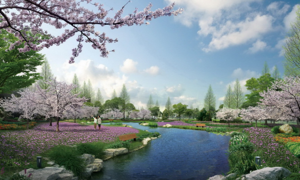 [云南]樱花园特色旅游观光产业园景观规划设计方案-烟霞溪景观效果图
