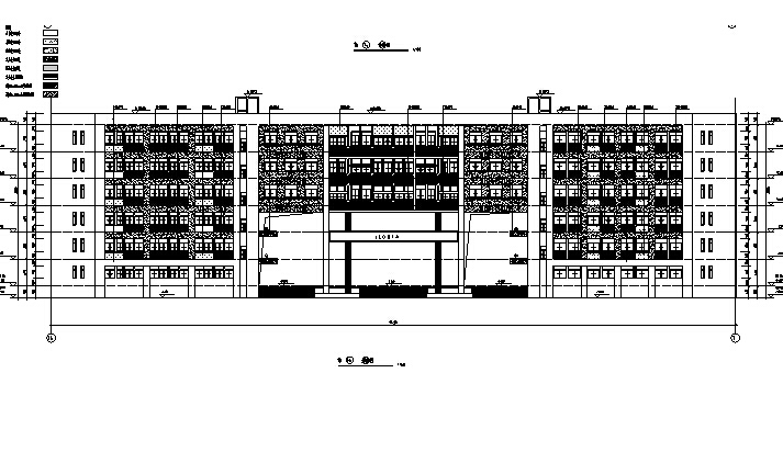 [深圳]六层框剪结构新建中学建筑施工图（含结构专业）-多层新中式风格塔式住宅建筑立面图