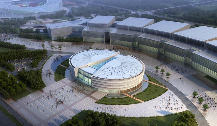 中庭建筑建筑方案设计资料下载-[江苏]某城市展览馆建筑方案设计（文本）.