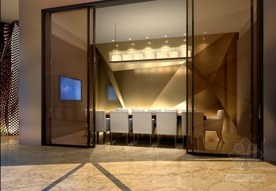 [四川]国际豪华现代售楼处室内装修施工图（含方案效果）会议室效果图