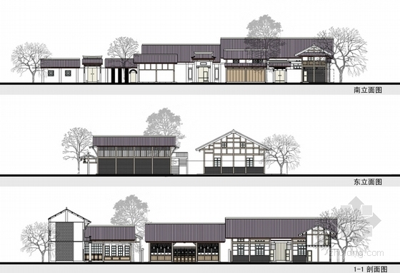 [成都]中式风格历史文化保护区规划及单体建筑方案文本（含CAD）-单体建筑剖立面图