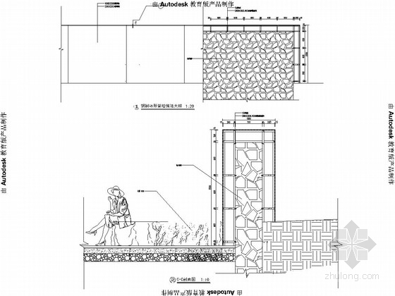 [长沙]湘军文化园景观工程施工图-钢制环形景墙做法大样 