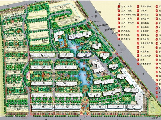 欧式园林住宅景观设计方案资料下载-[枣庄]现代欧式风情小区景观设计方案（一）