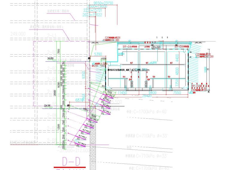 超高层建筑41米高基坑边坡支护初步设计（附勘察报告）-预应力锚索挡墙基坑支护剖面图