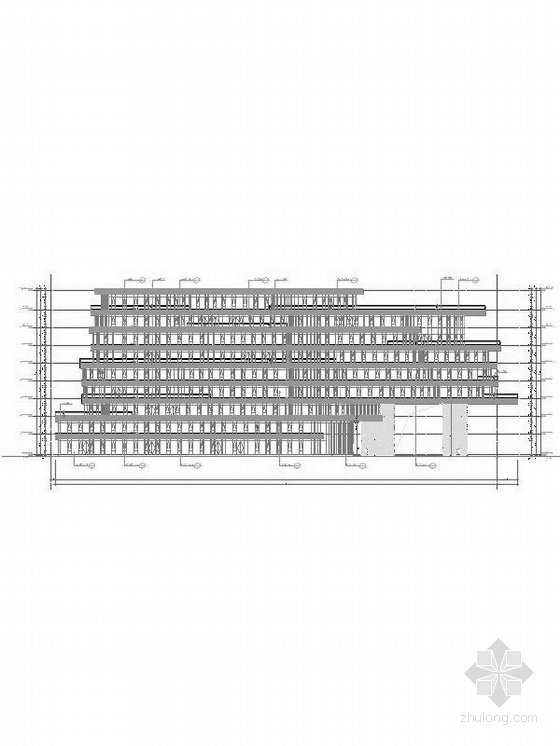 [福建]9层玻璃幕墙办公楼建筑设计施工图（2014年图纸 图纸精细 顶级建筑事务所）-9层玻璃幕墙办公楼建筑立面图