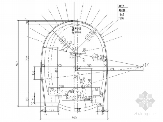 台阶式洞门隧道竣工图-锚段衬砌