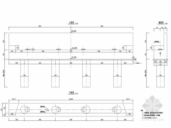 [山东]一跨35m支架现浇预应力混凝土变截面简支箱梁人行桥设计图纸24张附计算书-桥台一般构造图 