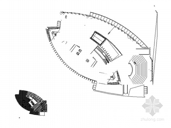 [四川]四层构架屋面弧线型框剪结构县级图书馆建筑施工图-四层构架屋面弧线型框剪结构县级图书馆建筑平面图