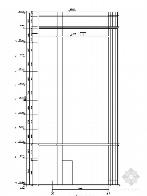 [深圳]高层框架剪力墙结构办公楼建筑施工图-高层框架剪力墙结构办公楼建筑立面图