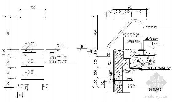 泳池吸污口资料下载-泳池扶手详图