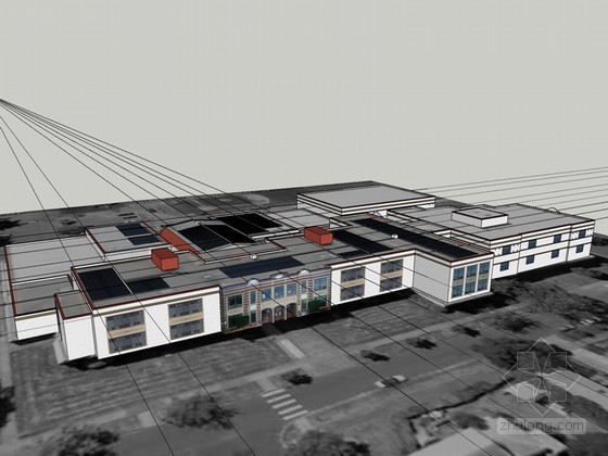 综合建设用地资料下载-学院综合建筑SketchUp模型下载