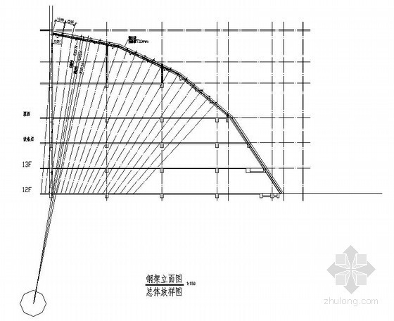 弧形钢桁架建筑图纸资料下载-[广西]钢结构弧形雨篷结构施工图