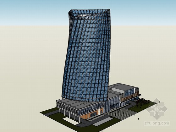 时尚设计商业学院圣地资料下载-时尚高层商业建筑SketchUp模型下载