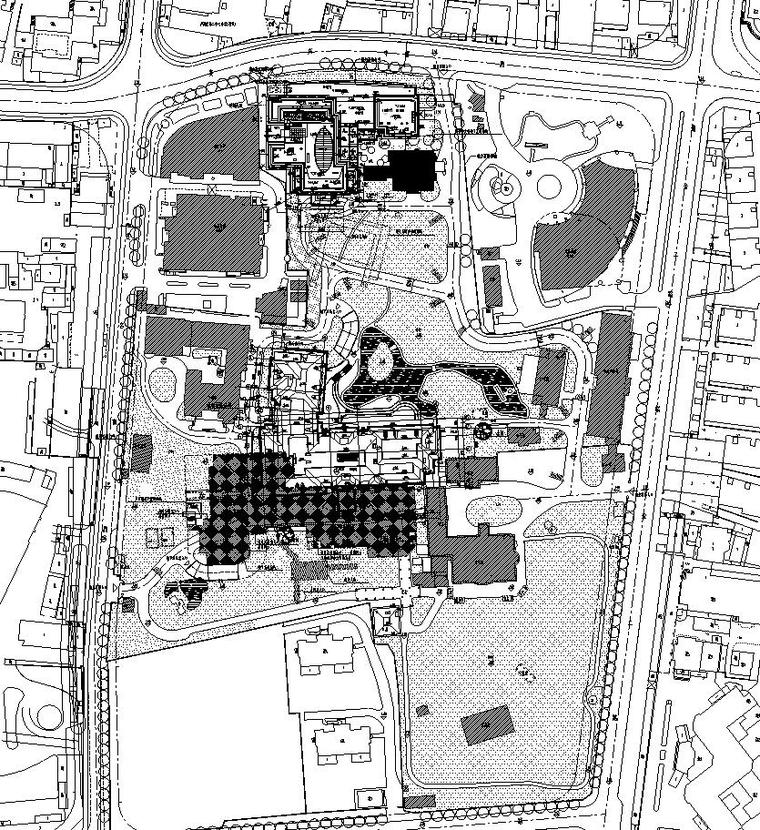 [上海]现代风格瑞金宾馆建筑施工图设计（CAD）-总平面图