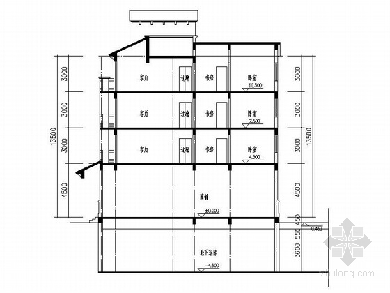 [安徽]某四层欧式风格商住楼建筑方案图- 
