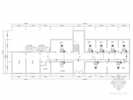 [陕西]大学纪念馆空调通风系统设计施工图（风冷热泵机组）-纪念馆一层中央空调平面布局图 