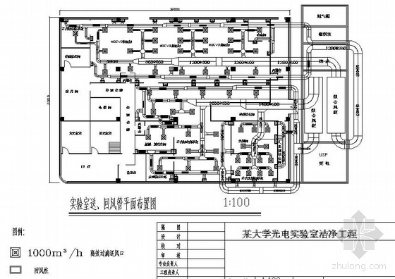 科研实验室CAD平面资料下载-某大学实验室送排风平面图