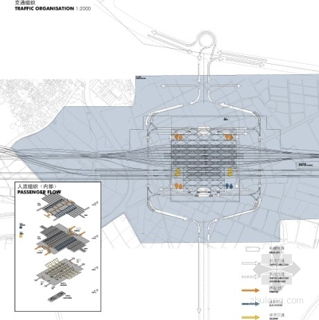 [广东]现代风格大型枢纽站建筑设计方案文本-枢纽站分析图