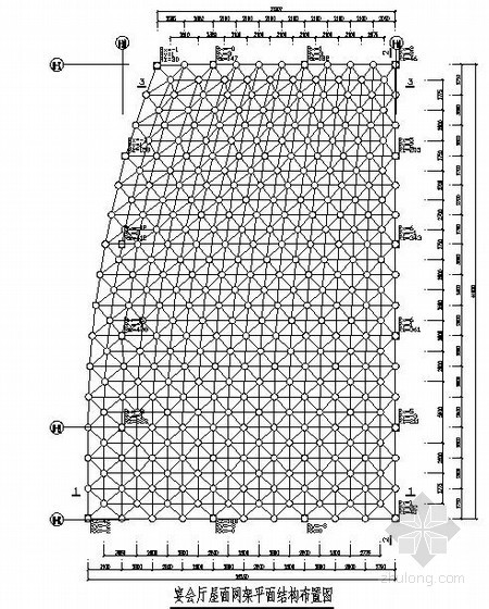 中式屋顶瓦施工图资料下载-酒店屋顶网架结构施工图