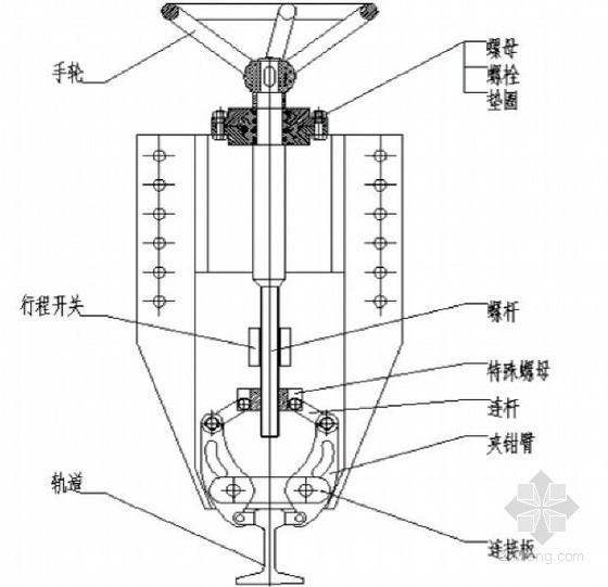 [毕业设计]隧道12米液压模板台车总体设计45页-手动夹轨器 