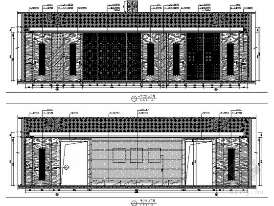 [浙江]新城核心区雅致中式风情会所设计装修施工图（含效果及手绘图-[浙江]知名地产核心区雅致中式风情会所设计装修施工图（含效果及手绘图）过道立面图