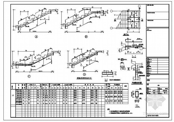 楼梯洞口混凝土资料下载-某混凝土楼梯详图及配筋表