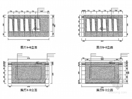 现代办公楼室内装饰工程施工图展厅立面图 