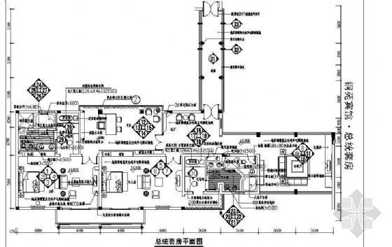 大门铜拉手CAD图块资料下载-铜苑宾馆总统套房装修图
