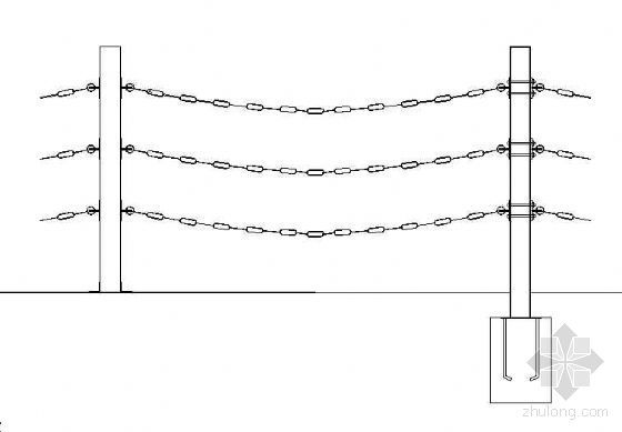 道路钢护栏cad图资料下载-某钢链护栏施工大样图